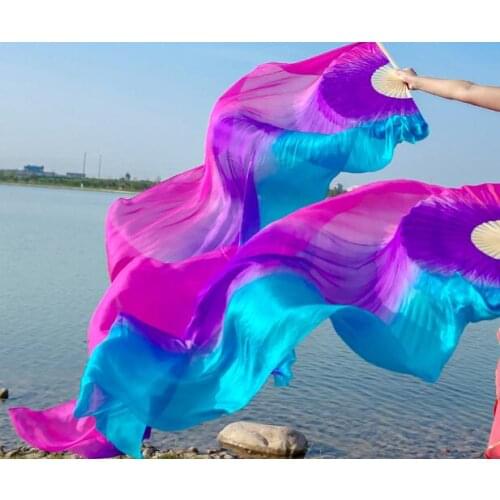 Wholesale Hand Made Belly Dance Worship Art Silk Bamboo Dance Long Fans Veils Gradient Horizontal Vertical 120/150 Free Shipping