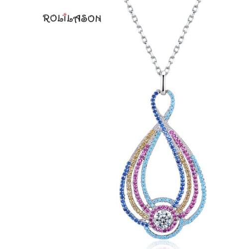 ROLILASON 6.3g 925 sterling silver high-end necklace pendant designed for women SP65