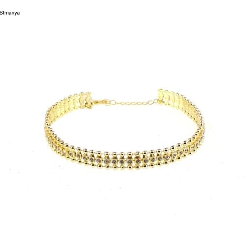 Bridal Wedding Party Prom 2 Row Crystal Rhinestone Flat Stiff Rhinestone Choker Necklace For Wedding Gift N1113