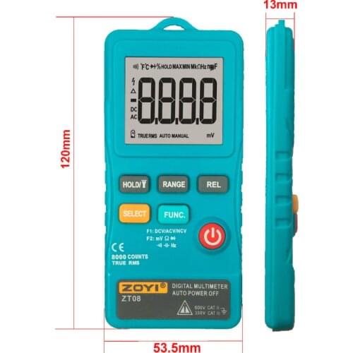ZT08 Portable Slim Card Type Digital Multimeter 8000 Counts AC DC Voltmeter Ohm Voltage Frequency Meter with LED Light