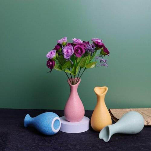 European Style Simple And Creative Fresh Ceramic Crystal Dot Glazed Heart-Shaped Small Vase Home Desktop Decoration