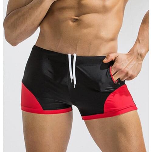 Simple Beach Shorts Quick Dry Slim Nylon Stitching Color Adjustable Easy Match Men Swim Trunks Easy Wearing for Surfing