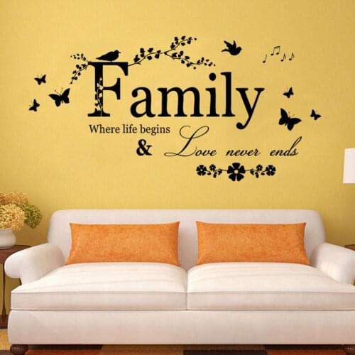 Family Where Life Begins Wall Art Quote Sticker Removable Vinyl Decal decor