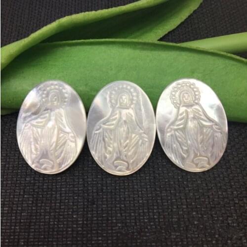 20pcs/lot 18x25mm Natural Oval Virgin of Lady Grace Mother of Pearl Shell Virgin of Grace Pearl Shell MOP for DIY Jewelry