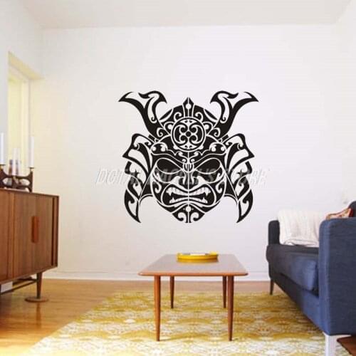 Tattoo Samurai Japanese Warrior Mask Wall Decal Vinyl Decor Home Decoration Room Stickers