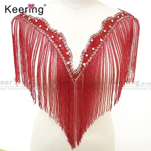 Waterfall dangling A very festive Chinese red crystal bodice for wedding dress WDP-299