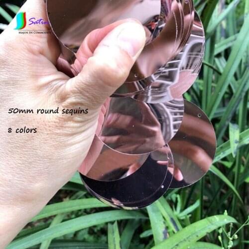 High quality 50mm Large Round Yellow,Pink,Royal Blue,Orange,Black Sequin,Wedding Cloth Craft Flat 1-HOLE 5cm Loose Sequin S0424L