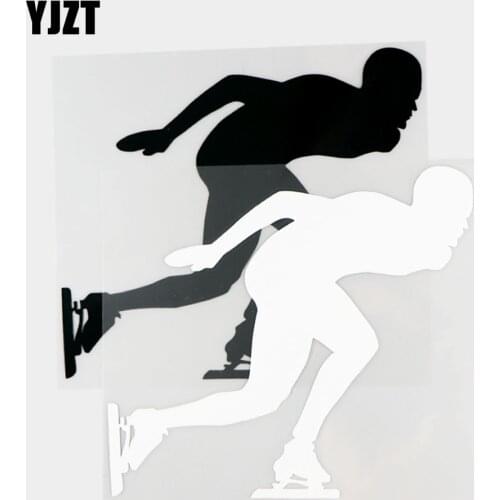 YJZT 17.5×15.9CM Vinyl Decal Car Sticker For Short Track Speed Skating Competition Body Decoration Black/Silver 20A-0236