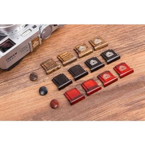 Wooden Surface Camera Hot Shoe Protective Cover Wood Shutter Release Button for Fujifilm Fuji X100V X100F X-Pro2 XT20 XT3 XT4