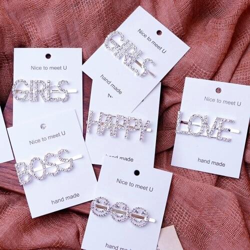 Love Crystal Letter Hair Grips For Women 2020 Fashion Headwear for Women Girls Hair Clips Pins Barrette Tools Hair Accessories