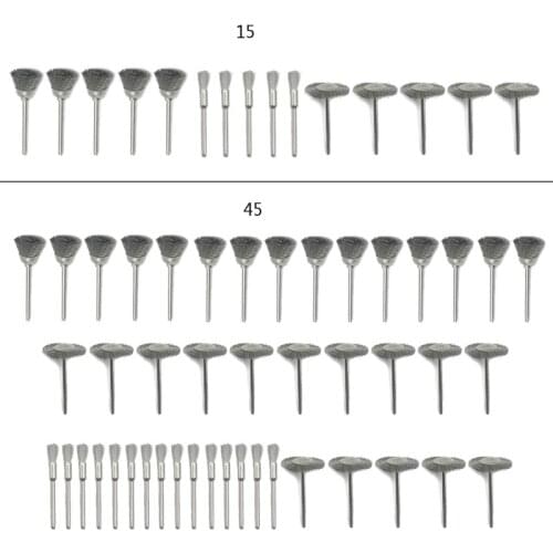 15pcs/45pcs Stainless Steel Wire Wheel Wire Brush Metal Rust Removal Buffing Wheel Grinder Head Drill Rotary Tool