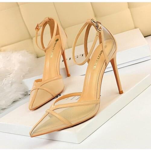 2020 Sexy Hollowed-out high heel sandals Mesh Pumps Women Pointed Fashion Party Shoes Show Thin High Heels Shoes Womens Shoes