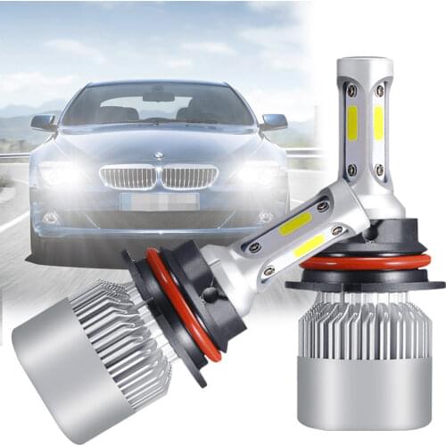 2X 9004 Type Car Led Light 6500K Day and Night Driving Lights White Lights Auto LED Lamp Luminous Front Lights Day Lighting 12V