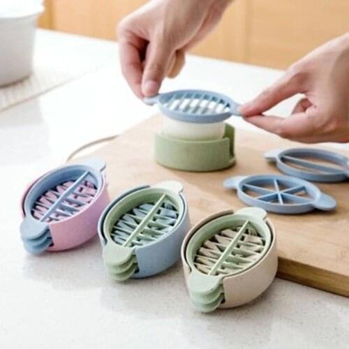 4 Colors Three in one Wheat Straw Egg Cutter Convenient Multifunctional Split Device Food Divider Slicer Egg Slicer Tool