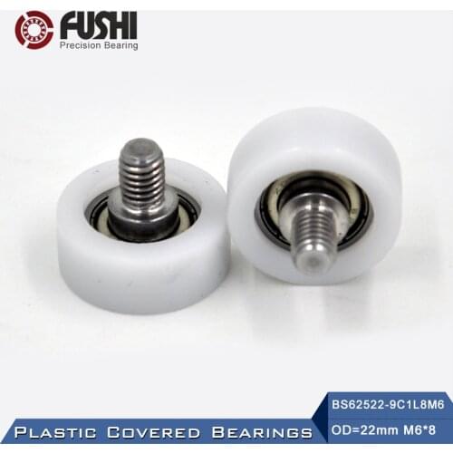 625ZZ Screw Pulley Bearing OD 22 mm ( 2 PCS ) M6*8 Doors and Windows Roller Mute Wheel POM 625 Plastic Covered Bearings