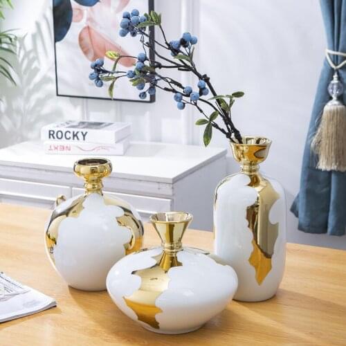 White Ceramic Vase Dried Flower Flower Arrangement TV Cabinet Nordic Style Living Room Wine Cabinet Living Room Home Decoration