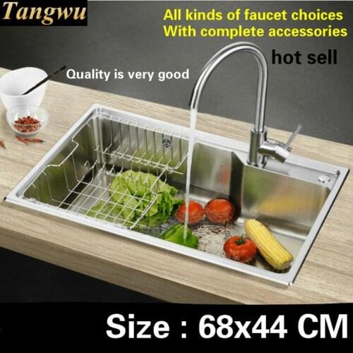 Free shipping Standard mini kitchen sink food-grade 304 stainless steel single slot hot sell 68x44 CM
