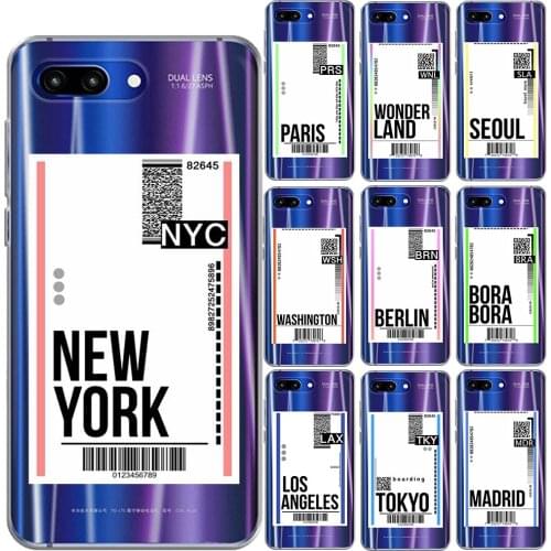 Fly Ticket Template New York Soft Silicone Phone Case Cover For Huawei Honor 9 10 20 Lite 8X 8C Y5 Y9 2018 2019 NOVA 5 4 3 3I