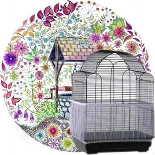 Nylon Mesh Bird Cage Cover Shell Skirt Net Easy Cleaning Seed Catcher Guard Bird Cage Accessories Airy Mesh Parrot Bird Cage Net