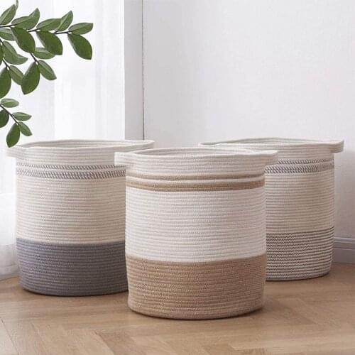 Handmade cotton rope sundries laundry basket basket snack storage household bucket basket storage basket weaving
