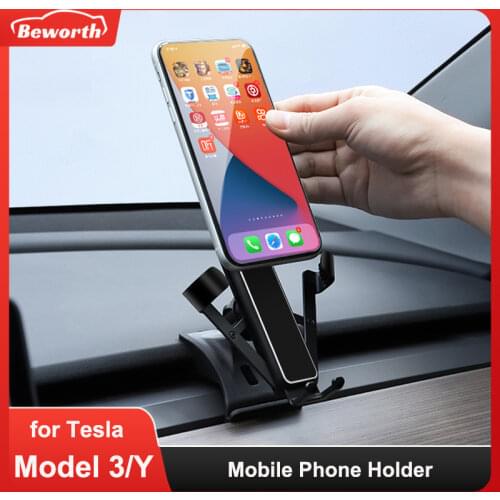 Car Mobile Phone Holder For Tesla Model 3 Y 2021 2019 2020 Air Outlet Clip Mount GPS Stand Navigation Bracket Accessories