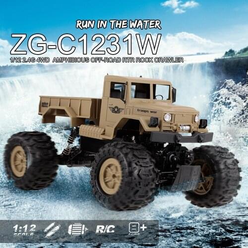 ZEGAN ZG-C1231WS 1/12 2.4G 4WD Off-road RTR RC Military Car Electric Snow Rock Crawler for Kids