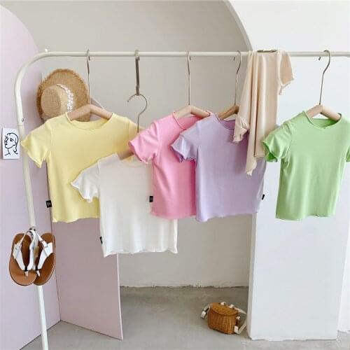 2 3 4 5 6 Years Toddler Girl T-shrits Fashion Korean Candy-colored Short Sleeve T-shirt for Girl Kids Clothing Summer Girl Tees