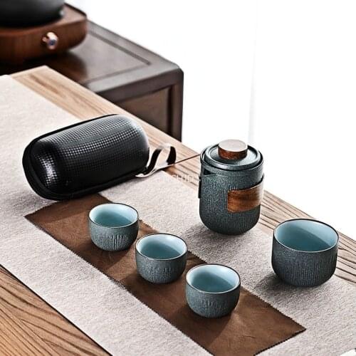 Customize Chinese Kung Fu Teaset Ceramic Portable Teapot Set Travel Gaiwan Tea Cups of Tea Ceremony Teacup Fine Hand Pot