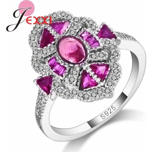 Beautiful Generous 925 Sterling Silver Finger rings Shiny White Cubic Zirconia Stone Jewelry Gift For Mature woman