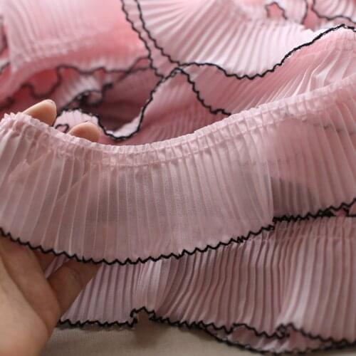 6cm Wide 3meter/lot 6colors in Stock Chiffon Lace Trimming Pleated Dog Tooth Trim Princess Dress Diy Decoration Fabric X992