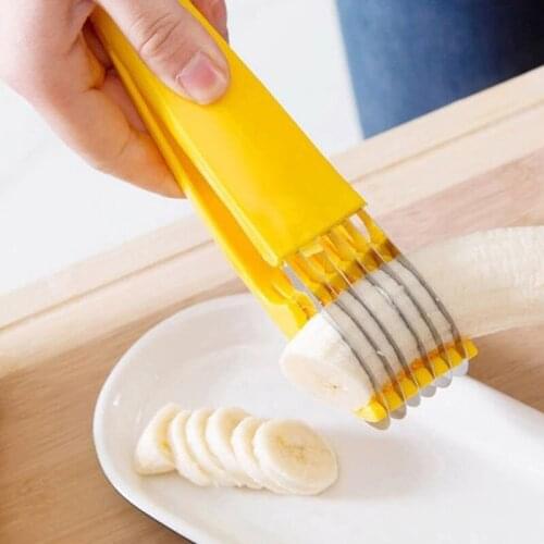 Kitchen Banana Slicer Tools Steel Banana Cucumber Cutter Fruit Salad Stainless Steel Fruits Sausage Shredders Slicers
