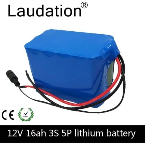 Laudation 12V Battery 12V 16ah High Capacity Protection 3S 5P 12.6V 18650 Lithium Rechargeable Battery 12V 16000mAh Capacity Hot