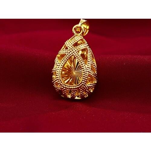 FASHION 24K GOLD NECKLACE PENDANT NO CHAIN JEWELRY THICKEN YELLOW GOLD HEART SHAPE PENDANT FOR WOMEN WEDDING ENGAGEMENT JEWELRY