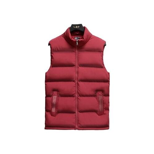 Men Stand Collar Thicken Waistcoats Clothing 5Xl Mens Jacket Sleeveless Vest Winter Fashion Male Cotton-Padded Vest Coats