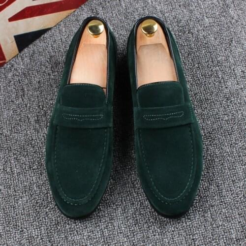 Korean style mens fashion party nightclub dresses original leather shoes slip on lazy shoe breathable velvet loafers sneakers