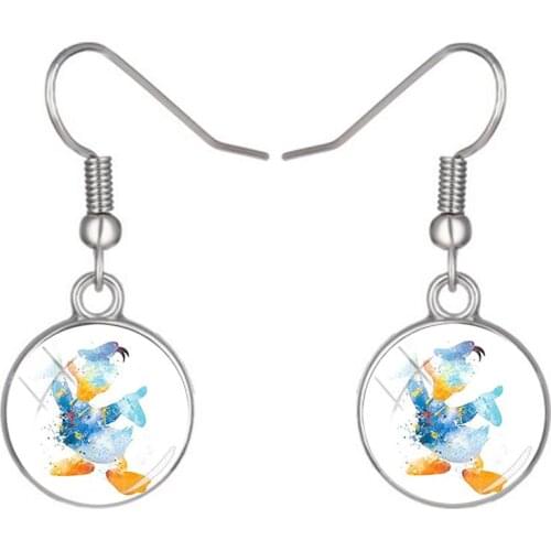 Disney 2021 New Donald Duck Earrings Ladies Fashion Silver Transparent Spherical Pendant Earrings Cute Earrings Jewelry