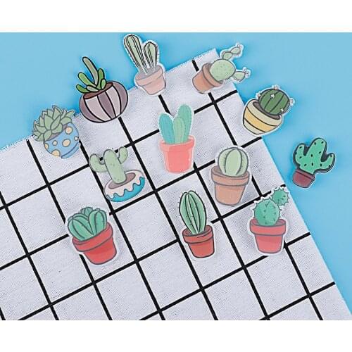 2019 New Japan Korea Cute Cartoon Brooch Tropical Desert Cactus Brooch Prickly Pear Plant Flowerpot Brooch