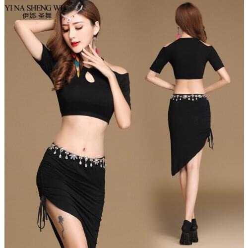 New Womens Sexy Modal Belly Dance Practice Costume Top+Skirt 2pcs Belly Dance Traninng Suit Women Belly Dance Skirt Sets Dancer