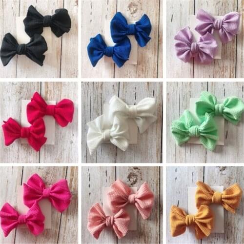 Solid 9 colors Fashion Babe headwear Accessories 1 pair Newborn baby Girl Cute Stretch headbands hairpins Bowknot clip headdress