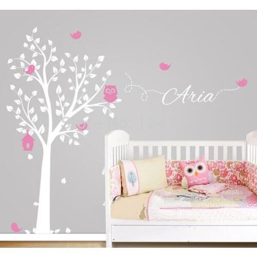 Custom-made Owl Tree Personalized Name Vinyl Wall Decals for Nursery Room Decor Home Decoration -You Choose Name and Color