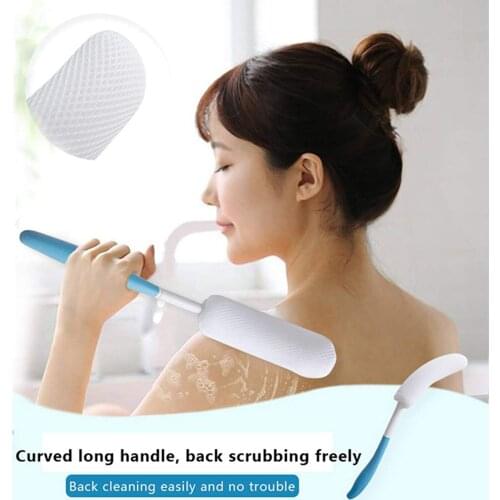 15.35 inch Back Bath Brush for Shower Lotion Applicators Body Brush Long Curved Bath Brush Back Scrubber