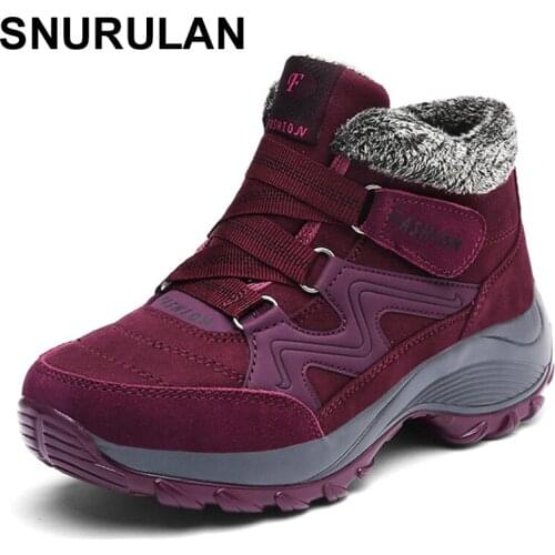 SNURULAN Women Snow Boots Winter Shoes Warm Plush Krasovki Ankle Boots 2018 Brand Female Casual Shoes Wedge Snow Sexy BootsE077