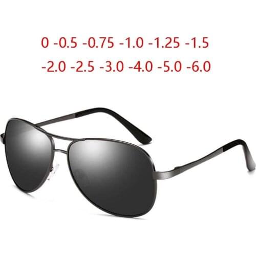 Oval Prescription Sunglasses Men Polarized Minus Lens Aviation Pilot Sun Glasses Male 0 -0.5 -0.75 -1.0 -1.25 To -6.0