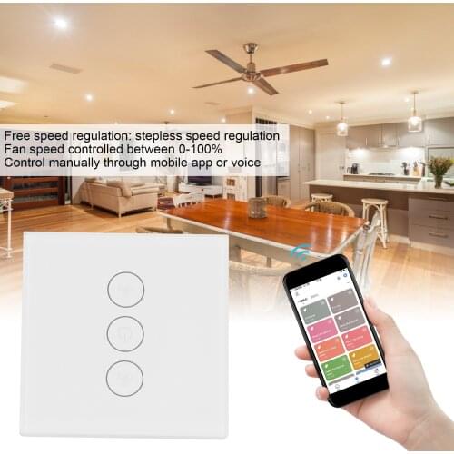 Smart WiFi Switch Fan Phone Control 3‑Way Voice Control Type 86 Household EU Plug 100‑240VAC For Home Hotel Fan Switch