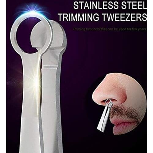 Y1UF Universal Nose Hair Trimming Tweezers Stainless Steel Round Tip Multifunction Eyebrow Clippers Hair Removal Grooming for