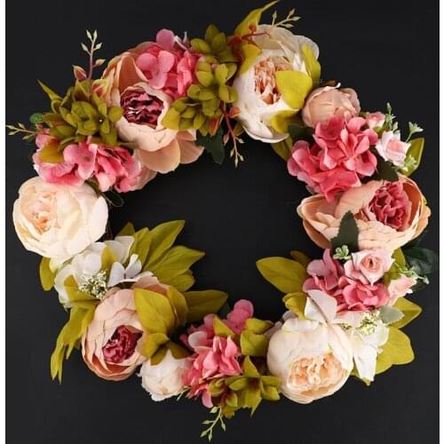 Artificial Flower Wreath Peony Wreath 16inch Door Wreath Spring Wreath Round Wreath For The Front Door Wedding Home Decor