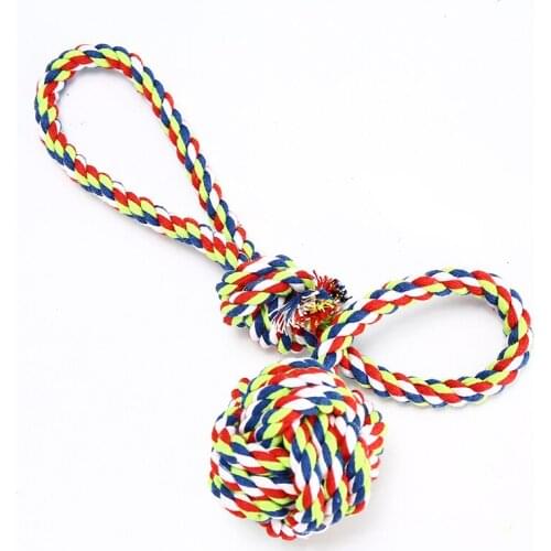 Dog Knot Rope With Ball For Aggressive Chewers Interactive Play Washable 100% Cotton Colourful Pet Toys XF0007