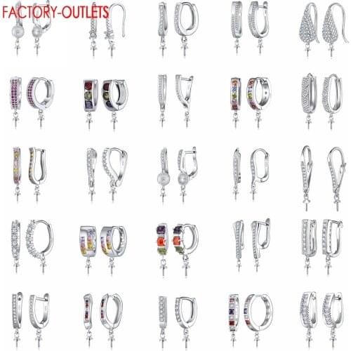 Factory Outlet Newest Model Real 925 Earring Findings DIY Fashion Jewelry For Women Earring Sterling Silver Jewelry Component