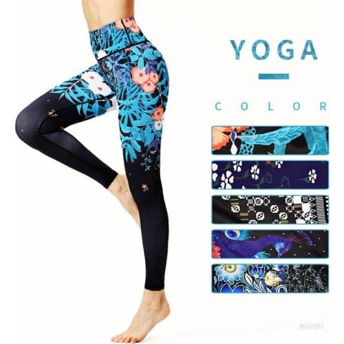 2019 Gym Women Fitness Yoga Pants Slim High Waist Sport Leggings Elastic Romantic Printed Long Tights For Running Tummy Control