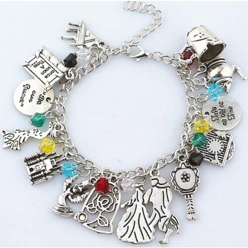 Movie Once Upon A Time Beauty and the Beast Broken Cup Pot Charm Girls women Bracelets & Bangles pendant jewelry wristlet